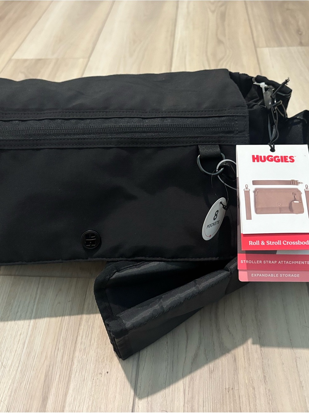 Huggies Roll & Stroll Crossbody Diaper Bag - Black